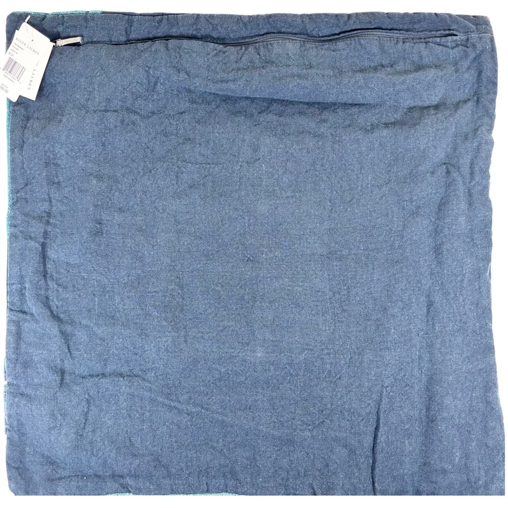 Ralph Lauren Stover 20x20 Throw Pillow COVER ONLY Blue Denim 100% Linen NEW